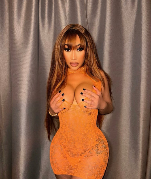 See Through Me Lingerie Dress - Orange